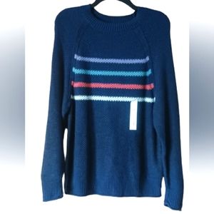 Women's Sonoma Navy Crew Neck Sweater Striped Sz Small